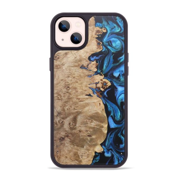 iPhone 14 Plus Wood+Resin Phone Case - Hilary (Blue, 679365) Discount