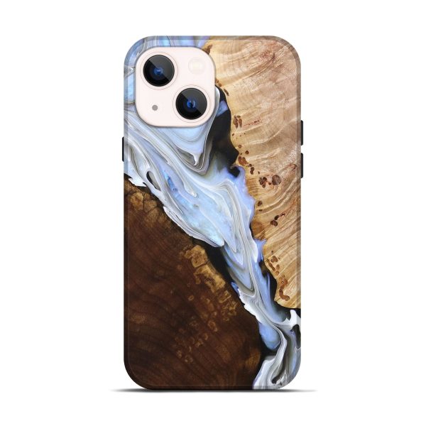 iPhone 14 Wood+Resin Live Edge Phone Case - Winifred (Black & White, 677526) Online Sale