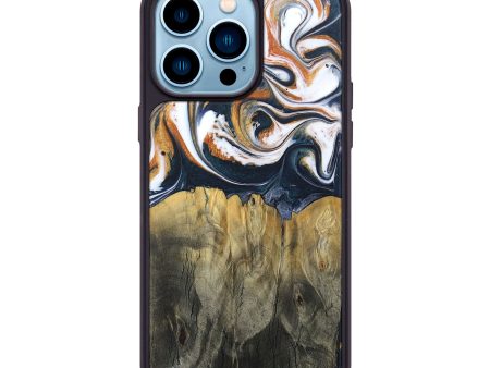 iPhone 14 Pro Max Wood+Resin Phone Case - Marlon (Teal & Gold, 682834) Cheap