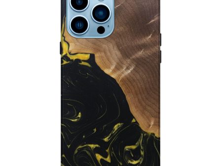 iPhone 14 Pro Max Wood+Resin Live Edge Phone Case - Alexus (Black & White, 680862) For Cheap