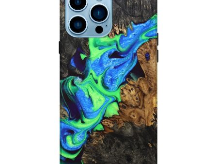 iPhone 14 Pro Max Wood+Resin Live Edge Phone Case - Ebony (Blue, 680004) Discount