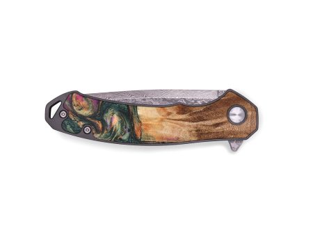 EDC Wood+Resin Pocket Knife - Wayne (Green, 681291) on Sale