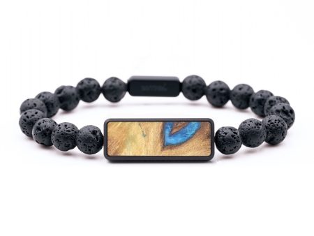 Lava Bead Wood+Resin Bracelet - Andrew (Blue, 679869) For Discount