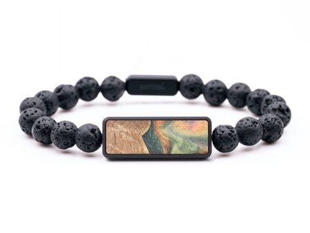 Lava Bead Wood+Resin Bracelet - Amaya (Green, 679807) Online now