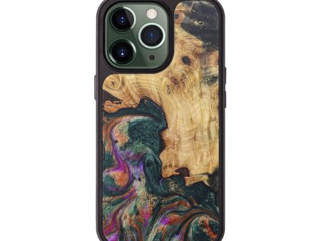 iPhone 13 Pro Wood+Resin Phone Case - Arlo (Green, 681133) For Sale