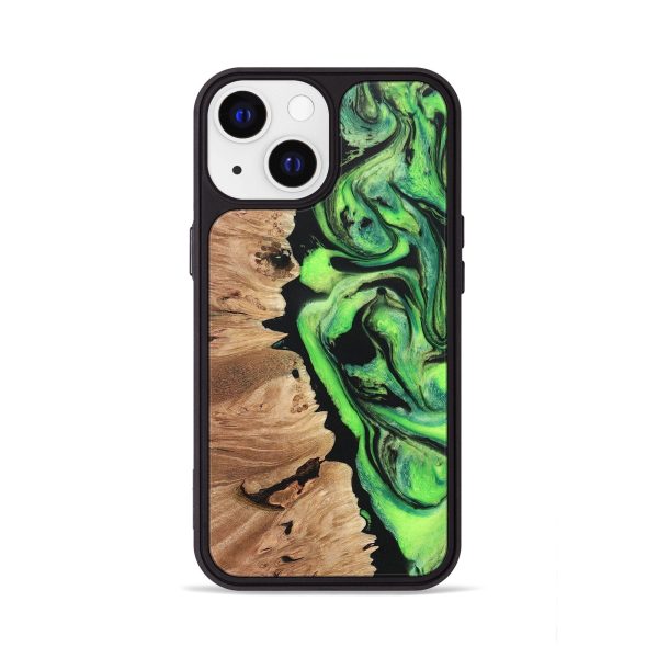 iPhone 13 Wood+Resin Phone Case - Teri (Green, 680176) Hot on Sale