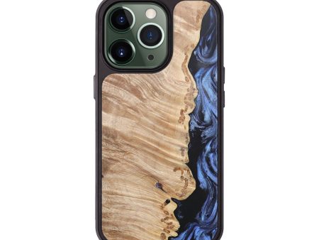 iPhone 13 Pro Wood+Resin Phone Case - Alayah (Blue, 681056) For Sale