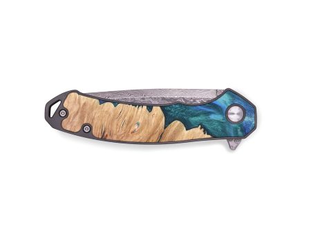 EDC Wood+Resin Pocket Knife - Warren (Blue, 679545) Hot on Sale