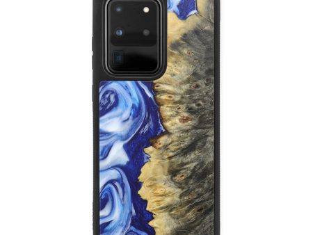 Galaxy S20 Ultra Wood+Resin Phone Case - Cecelia (Blue, 681499) Fashion