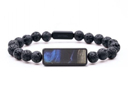 Lava Bead Wood+Resin Bracelet - Ariella (Blue, 679854) Supply