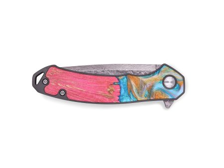 EDC Wood+Resin Pocket Knife - Tyler (Teal & Gold, 679559) Online