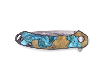 EDC Wood+Resin Pocket Knife - Tricia (Blue, 678902) Discount