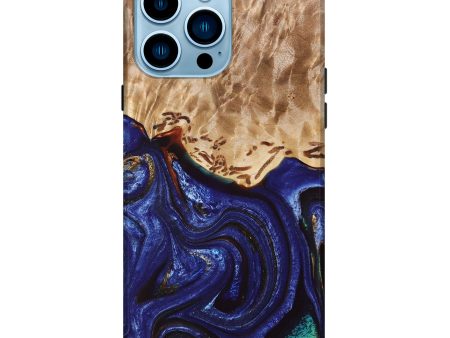 iPhone 14 Pro Max Wood+Resin Live Edge Phone Case - Abigail (Blue, 677517) Online Sale