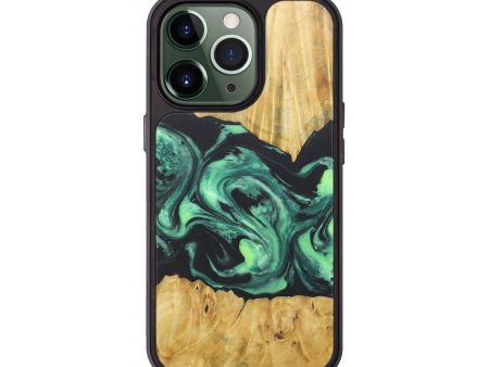 iPhone 13 Pro Wood+Resin Phone Case - Amber (Green, 677897) Fashion