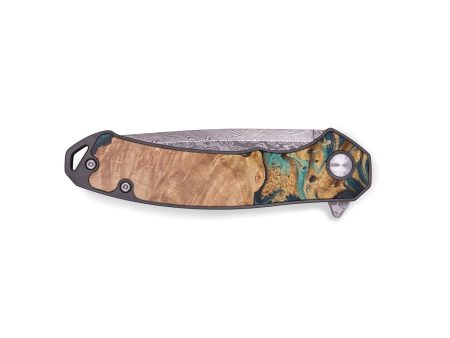 EDC Wood+Resin Pocket Knife - Vera (Teal & Gold, 678047) Supply