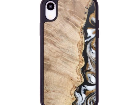 iPhone Xr Wood+Resin Phone Case - Bonnie (Black & White, 681225) For Sale