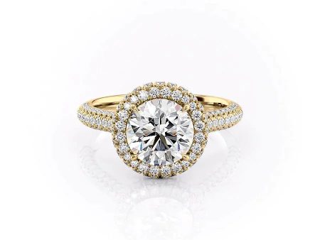 The Kylie Set With A 3 Carat Round Moissanite Online Hot Sale